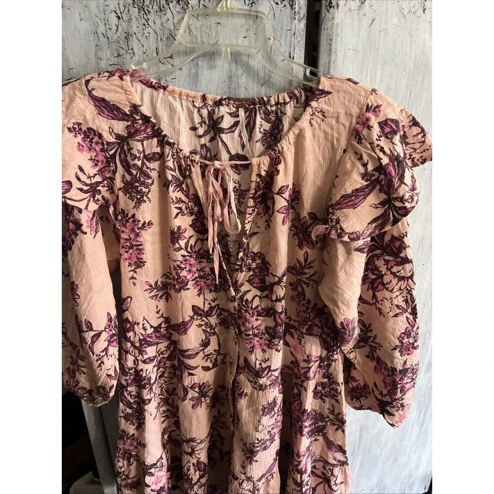 Free people floral tunic size extra small BoHo cottage core ruffled